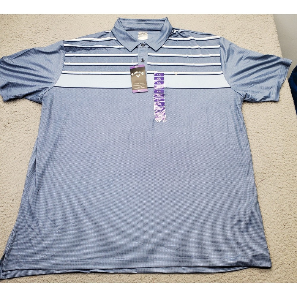 Callaway Golf Polo Shirt Mens XXL Multi Striped Performance Stretch Short Sleeve